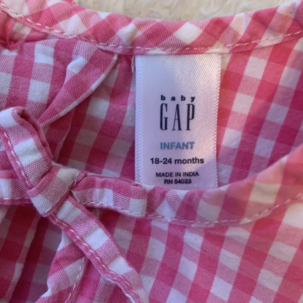 Gap 18-24M Pink & White Check Dress EUC Cotton